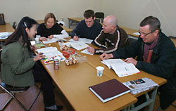 International students study Korean language.