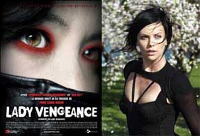 poster of ��Sympathy for Lady Vengeance��(left) and picture of Charlize Theron(right)