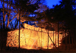 Sunset-midnight illumination around the Joseon Dynasty (1392-1910) fortress on Namsan 