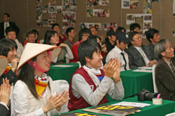College students listening to presentations at the awarding ceremony on April 8, 2008.