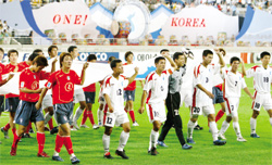 An inter-Korean men's friendly soccer game