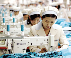 North Korean workers at the Gaeseong Industrial Complex