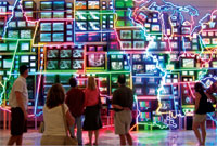 [U.S. Map] by renowned video-artist Paik Nam-june (1932-2006) on display in the Smithsonian, Washington, D.C.