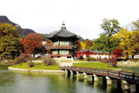 Hwangwonjeong, an artifical island created inside a pond in Gyeongbokgung Palace