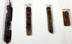 Mokgan, or wooden writing with notes of provinces, names etc.,