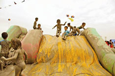Beach slides at Taean