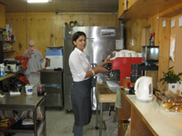 Alena by the espresso machine