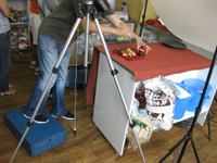 A food magazine crew during a photo shoot at Yori Studio