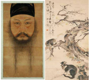(left) Self-portrait of Yun Du-seo integrates new art styles (right) Playing Cats is a work of folk art by Jang Seung-eop - WCNDOrkkXszTyDrcjYOE