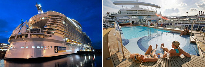 Oasis of the Seas, the world’s largest and first Oasis-class cruise ship with a capacity of 5,400 passengers, was constructed at STX Europe’s Finland shipyards (photos: Yonhap News).