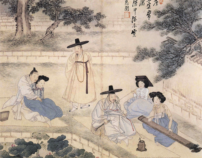 Cheonggeumsangryeon (Listening to a Zither and Enjoying Lotuses) by Sin Yun-bok