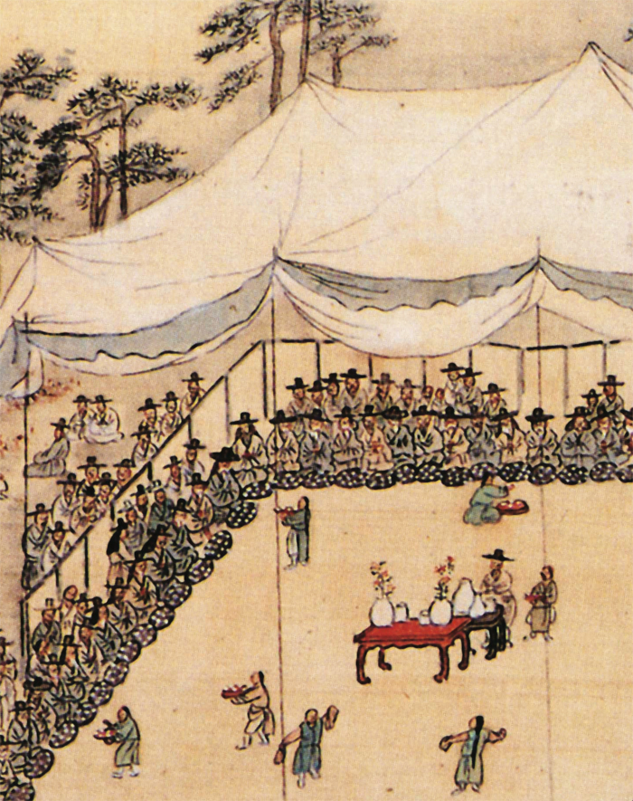 The “Manwoldaegyehoedo,” or “Picture of a Gathering at Manwoldae.” Personal collection. By Kim Hong-do. 