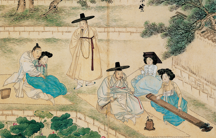Cheonggeumsangryeon, “Resounding geomungo and praiseworthy lotus,” 1758, by Shin Yun-bok.