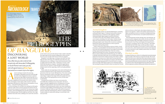 The February edition of Current World Archeology introduces the petroglyphs of Bangudae.