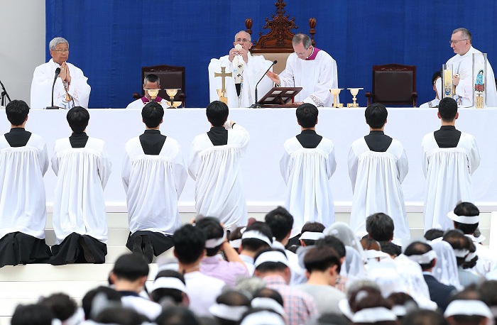A Mass on the Solemnity of the Assumption was celebrated by Pope Francis at the Daejeon World Cup Stadium on August 15. 