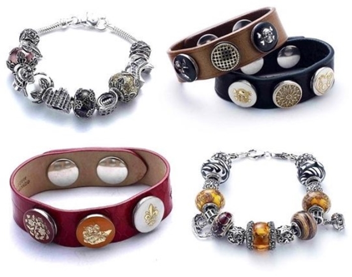 Bracelets and charms come in various shapes and sizes.