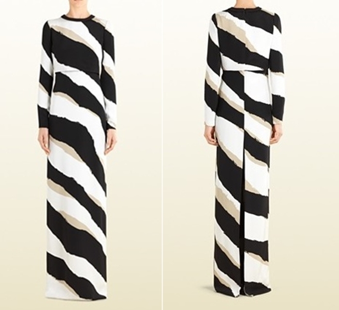 A maxi dress with a zebra print