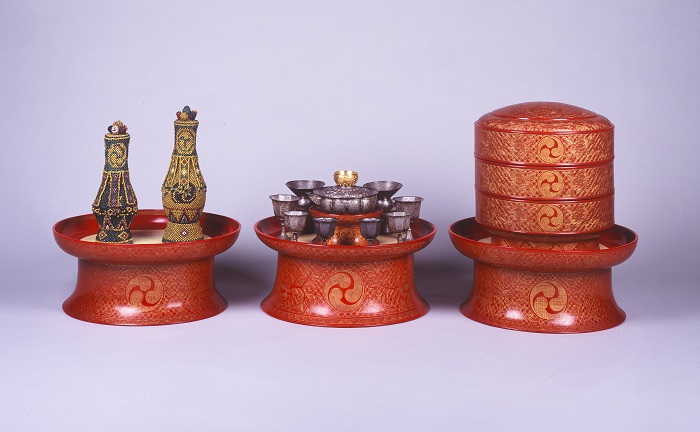 Royal ritual ceremonial receptacles, from the Naha City Museum of History. The items were used in the royal family's private chambers, mostly by females or kings during ritual ceremonies. 