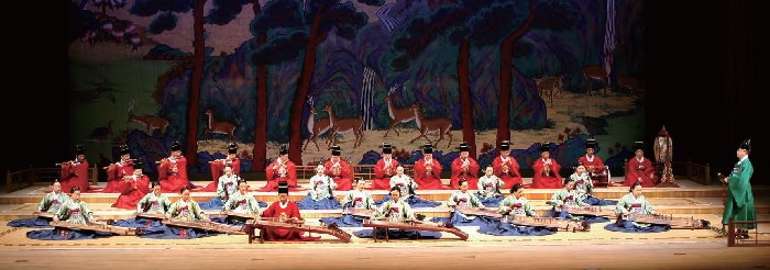 Performance of Yeomillak ("Joy of the People”), court music composed during the reign of King Sejong in the 15th century.