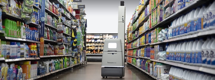 LG Electronics invested in USD 3 million into the U.S.-based robotics firm BossaNova Robotics on June 22. The photo shows a BossaNova Robotics service robot managing the shelves at a retail store. (LG Electronics)