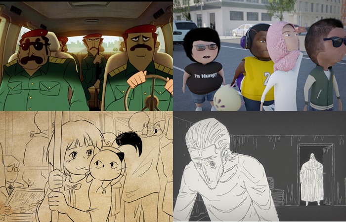 A special exhibition about animated features from Arabic-speaking countries will help us to better understand the Middle East. From left are 'Sandarah' (2014), ‘Sabab Popcorn' (2015), ‘Need a Home' (2016) and ‘Naqlah' (2017). (SICAF Organizing Committee)