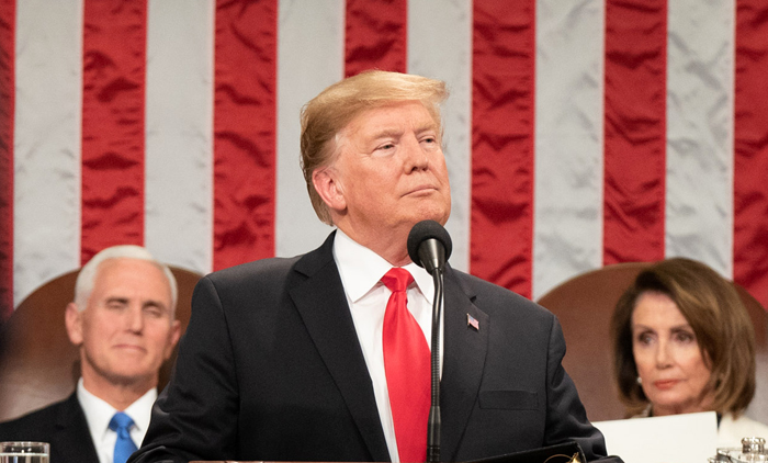 U.S. President Donald Trump on Feb. 5 officially announces the schedule of the second North Korea-U.S. summit in his State of the Union address at Congress in Washington, D.C. (White House)