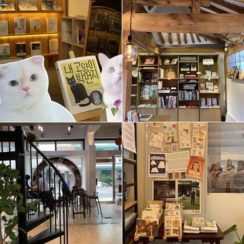 (From left clockwise) Schrödinger exclusively stocks books on cats. Seoul Time Sketch is housed in a building sporting Hanok (traditional Korean architecture). Your Taste Film specializes in books on cinema, and History Books offers books on history and other genres as well as events.