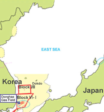 The Donghae-1 gas field is located off the coast of Ulsan. (image courtesy of Korea National Oil Corporation)