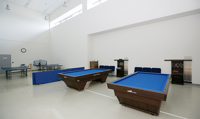 There are table tennis tables and billiard tables at the center.