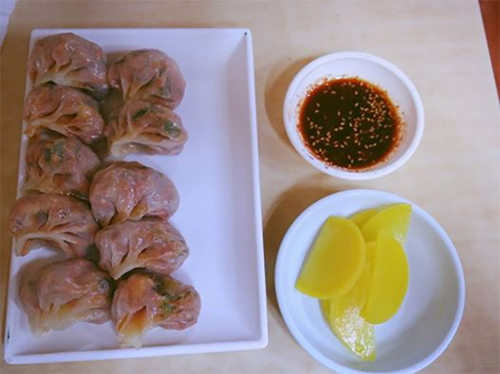 Kimchi dumplings can be found in the Gaegeum Traditional Market.