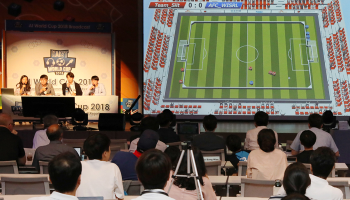 The AI World Cup 2018 International Tournament is held at the Korea Advanced Institute of Science and Technology (KAIST) in Daejeon on Aug. 22. (KAIST)
