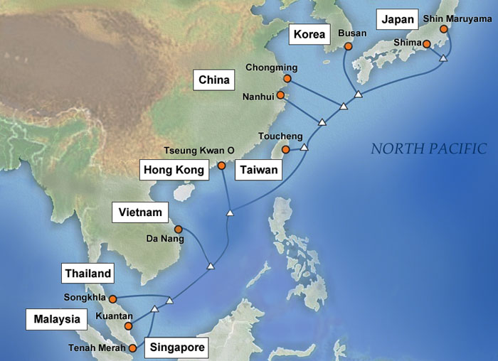 The new Asia Pacific Gateway (APG) undersea cable system, set to be completed in early 2015, will connect the above nations and regions across East Asia. 
