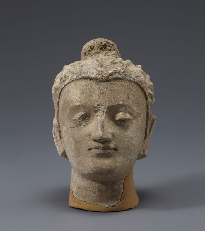 Buddha head, Hadda, 4th century, Stucco, 12.1cm tall.