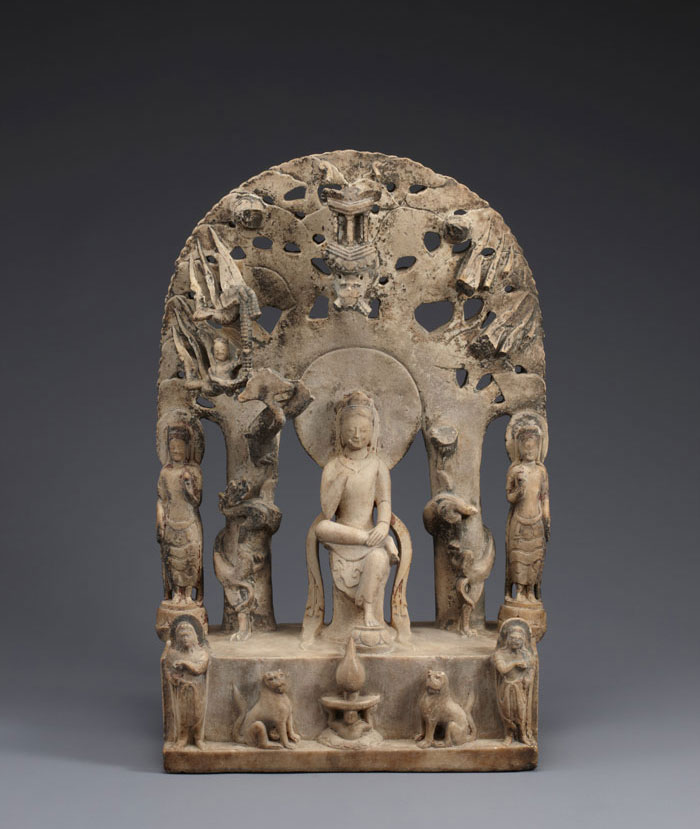  The Pensive Bodhisattva, Northern Qi Dynasty (550-577), white marble, 44.2cm tall.