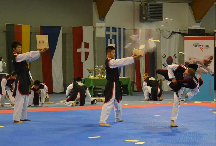  Participants in the taekwondo competition demonstrate their board breaking skills during the Donau Park Korea Festival in Vienna. (photos courtesy of Korean Embassy in Austria) 