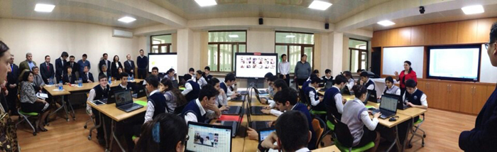  The “ICT classroom” is full of students at the Zarifa Aliyeva High School in Baku, Azerbaijan. (Photo courtesy of the Ministry of Education) 