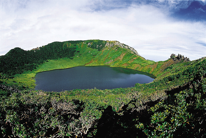 Baekrokdam, a crater lake on the top of Hallasan Mountain in Jeju Island.