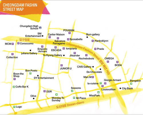 Map of Cheongdam-dong (photo courtesy of Gangnam District Office)