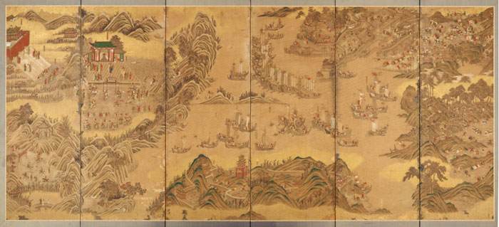 “Defeat of the Japanese Invaders,” Japan, 19th century, ink and color on silk.