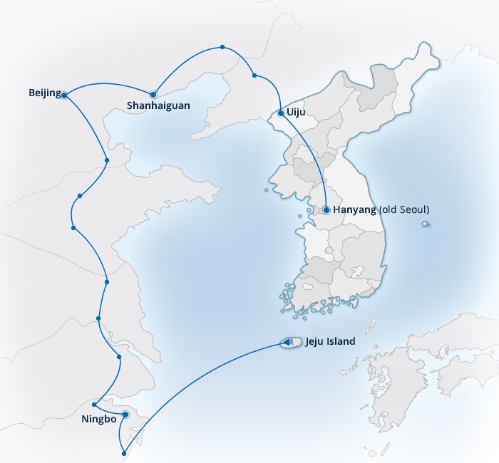 Being shipwrecked on Chinese shores, Choe arrived at a port in Zhejiang Province and made it to return home in Hanyang via Hangzhou and Beijing.
