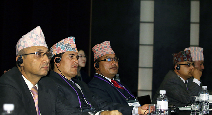 Participants from Nepal listen to a presentation on culture, tourism and regional tourism during the Cultural Tourism Forum 2014 on November 11.