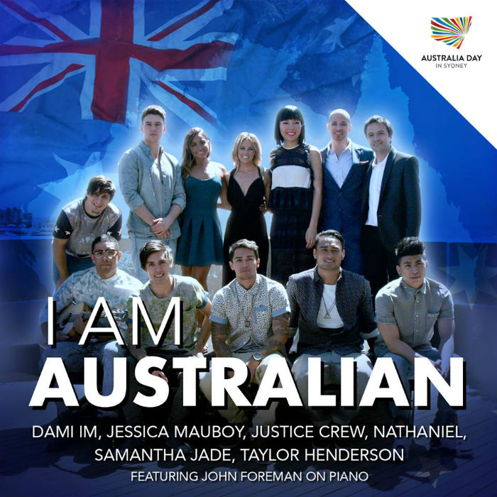 A poster for the “I am Australian” concert featuring Dami Im and other famous Australian pop stars, including Jessica Mauboy, Justice Crew and Taylor Henderson. (from Dami Im’s Facebook)