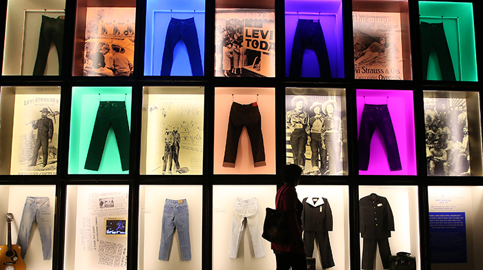 A visitor looks around the special exhibition “Jeans” at the National Folk Museum of Korea.
