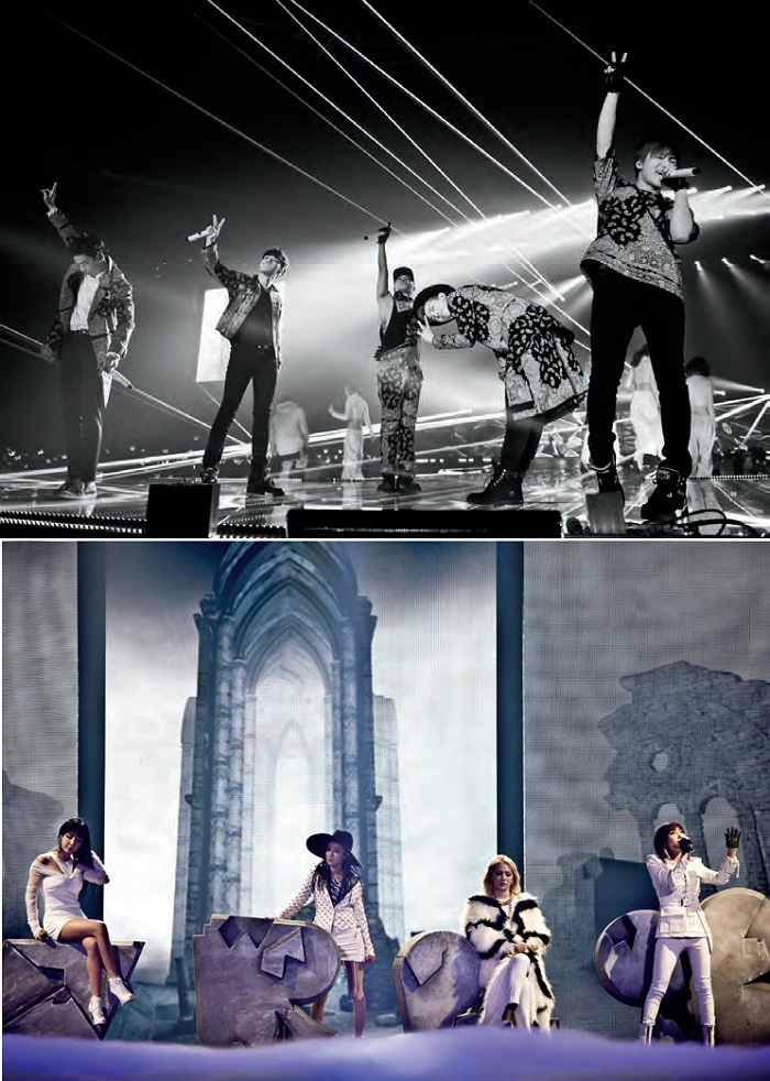 Two leading K-Pop idol groups: Big Bang (above) and 2NE1 (below)