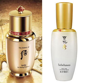 (Left) The History of Whoo's Bichup Ja Saeng Essence. (Right) Sulwhasoo's First Care Activating Serum. (photos courtesy of LG Household & Health Care and Amorepacific)