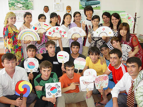 Students of the King Sejong Institute in Dushanbe, Tajikistan participate at the 2011 Korean language summer camp (photo courtesy of the International Korean Language Foundation)