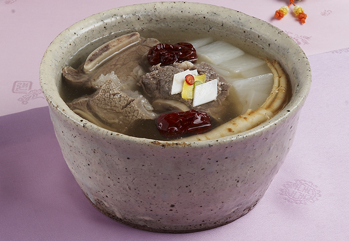 <i>Galbitang</i> is made with beef ribs boiled in a broth with radishes and other ingredients for a few hours. The dish is traditionally served to guests, especially on special occasions or banquets.