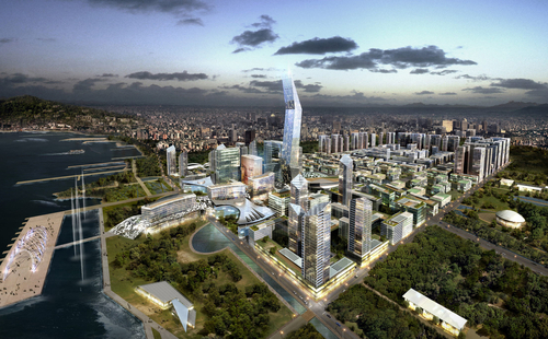 Computer rendering of a USD 6.4 million urban project in Hanoi, Vietnam, by Posco Engineering and Construction. The builder said in July 2011 that the Vietnamese government gave a final approval of the master plan for the project (photo: Yonhap News).