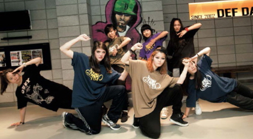 Hip-hop students at DEF Dance School pose for the camera