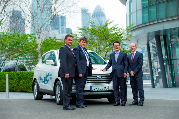  Hyundai Motor has become a supplier of fuel cell electric vehicles in an open bid, as part of the Hydrogen For Innovative Vehicles (HyFIVE) project. (photo courtesy of Hyundai Motor) 